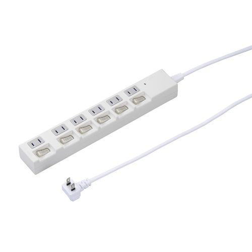 ヤザワ H4BKS662WH 雷ガード付6個口節電タップ 個別スイッチ付き 2m ホワイト