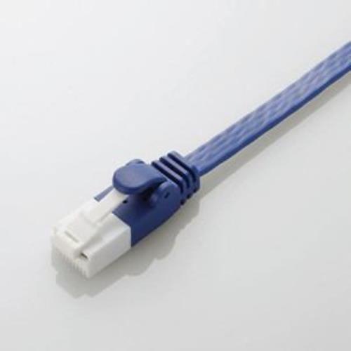 エレコム LD-GFAT/BM200 ツメ折れ防止フラットLANケーブル(Cat6A)20.0m ブルーメタリック