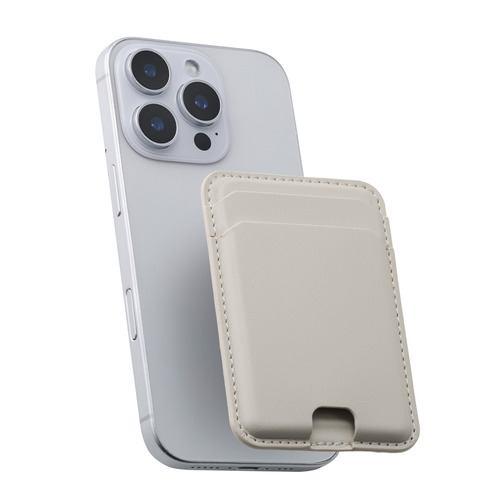 エレコム AMS-MAGCDBG MagSafe カードケース iPhone用 2枚収納 レザー風 MAGKEEP ベージュ