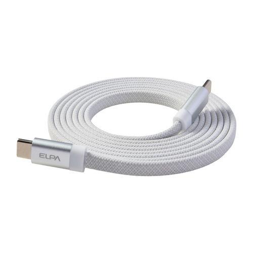 ELPA MCAFCC1560WH マグネットケーブル コードが絡まない USB-C to Cケーブル 1.5m