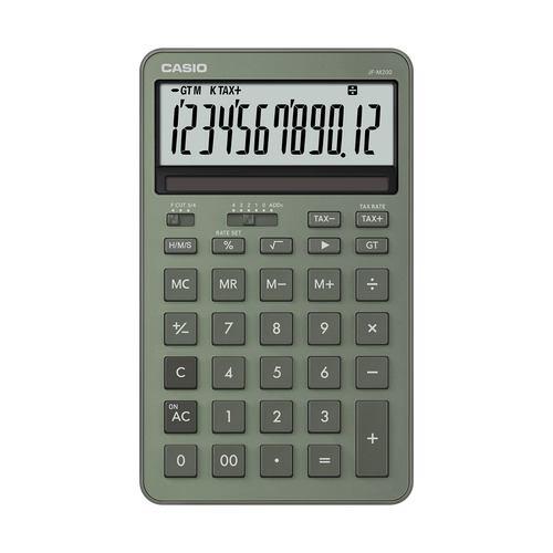 カシオ計算機 JF-M200-GN-N デザイン電卓 ジャスト型スタイリッシュ 12桁表示 税計算機能あり グリーン