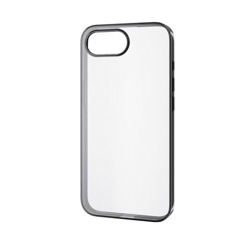 エレコム PM-A25SUCTMBK iPhone 16e ソフトケース サイドメッキ メタルステッカー付