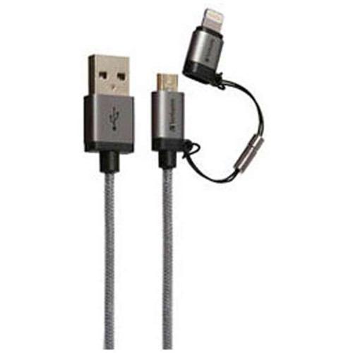 バーベイタム(Verbatim) 64828B タブレット/スマートフォン対応[microUSB+Lightning]USB2.0ケーブル2.4A(