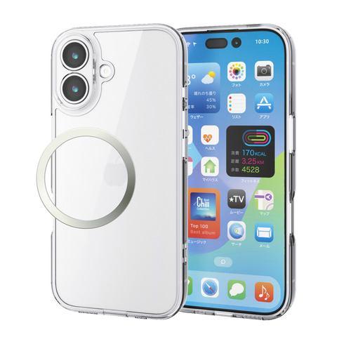 エレコム PM-A25AHVCGKCR iPhone 17 ケース ハイブリッド カバー 磁気吸着対応メタルステッカー付 背面ガラス 極限保護 クリ