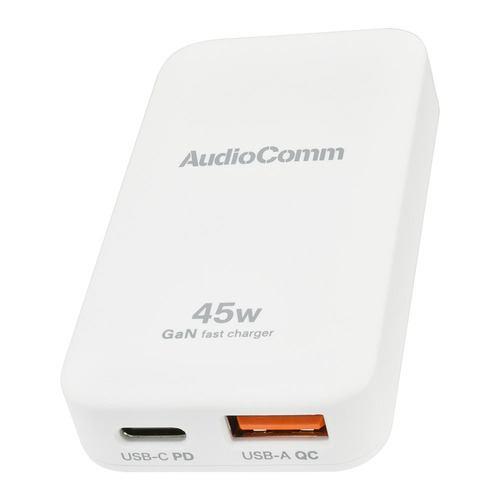 オーム電機 MAV-AP450N スリムPDチャージャー 45W Type-C&Type-Aポート搭載 ホワイト