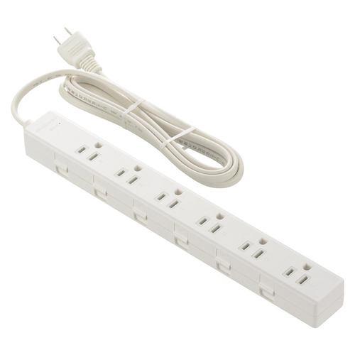 オーム電機 HS-TKML62-3P25-W 電源タップ 6個口 2m 雷ガード付 ホワイト