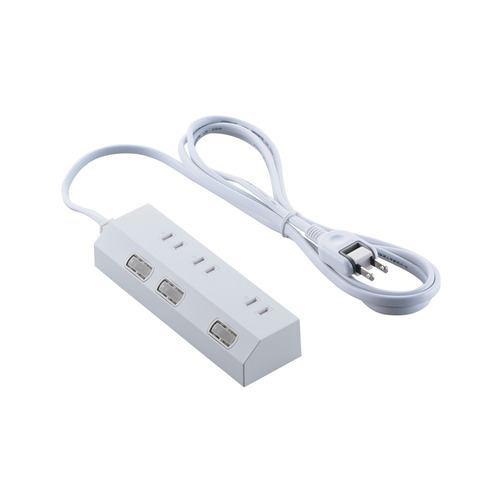 エレコム T-IS01M-2320WH 3個口電源タップ マグネット付 雷ガード 個別スイッチ コード2m ホワイト