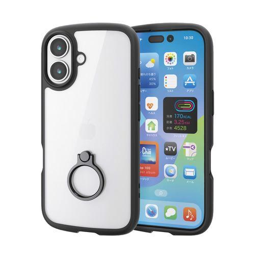 エレコム PM-A25ATSLFCRBK iPhone 17 ケース リング付 TOUGH SLIM LITE ブラック