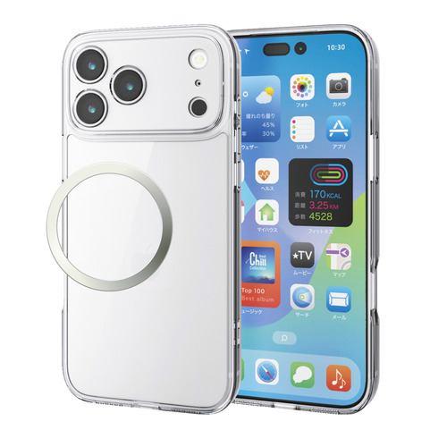 エレコム PM-A25DHVCGKCR iPhone 17 Pro Max ケース 磁気吸着対応メタルステッカー付 背面ガラス 極限保護 クリア