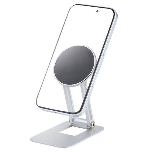 エレコム P-DSMAL01NSV MagSafe マグネット スマホスタンド メタルプレート付属 スマホ使用可 シルバー