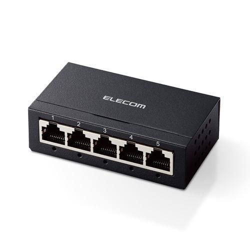 エレコム EHC-G05MA-B スイッチングハブ LAN ハブ 5ポート Giga対応 1000/100/10Mbps ブラック