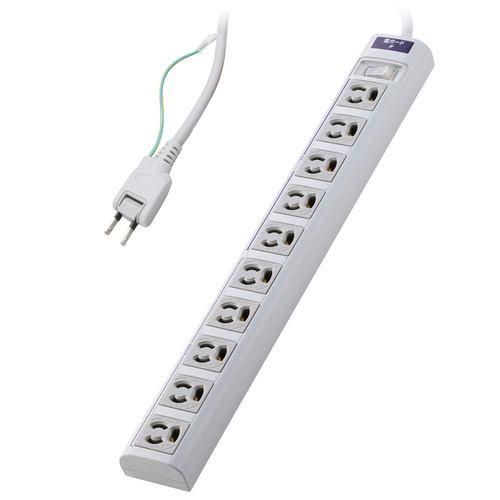 エレコム T-T05-31020LGRS 電源タップ 3ピン 10個口 2m マグネット 雷ガード コード側5口一括スイッチ ライトグレー