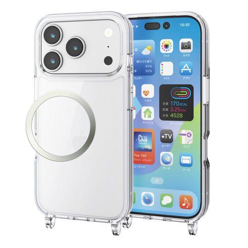 エレコム PM-A25CHVCKSHCR iPhone 17 Pro ケース 磁気吸着対応メタルステッカー付 ショルダークリア