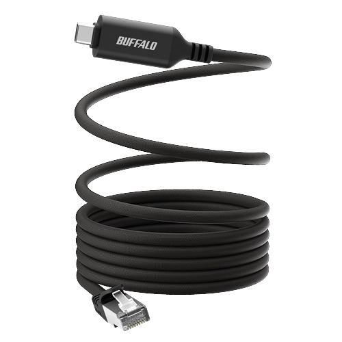 BUFFALO LUAMCU3CG20BK USB-C to GigaLANアダプターケーブル ケーブル全域に磁気吸着機能搭載 1Gbps転送対応 