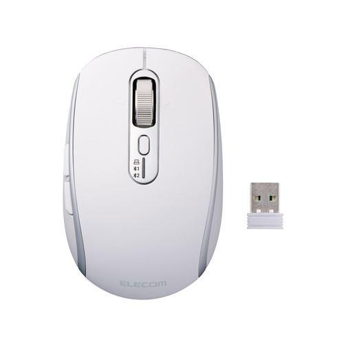 エレコム M-PN10MBMSWH ワイヤレスマウス Bluetooth / 無線 2.4GHz 両対応 Type-C 8ボタン Mサイズ ホワイト