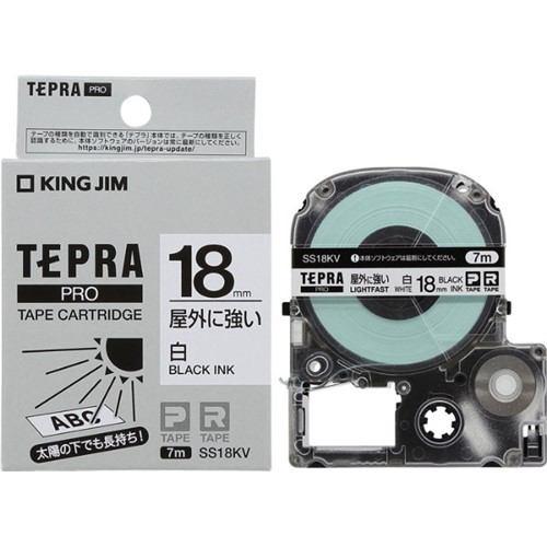 キングジム SS18KV テプラ PROテープ 屋外に強い(白/黒文字・18mm幅x7m)