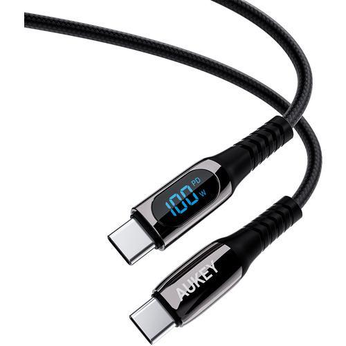AUKEY CB-CC13-BK ケーブル Impulse series Digital Display [Type-C to Type-C] 1m