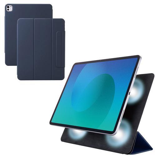 エレコム TB-A25PLWVPF2NV iPad Pro ケース 13インチ ( M4 ) マグネット着脱フラップ カバー 2アングル スタンド 