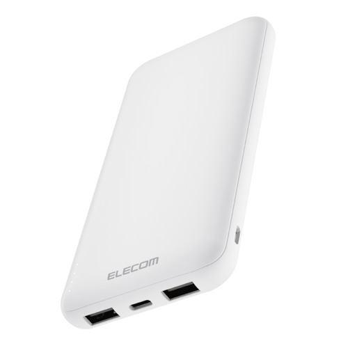 エレコム DE-SP01-10000WH モバイルバッテリー 10000mAh USB-C USB-A スマホ対応 PSE適合 ホワイト