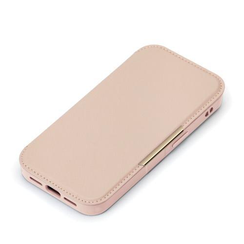 PGA PG-25KGF04PK iPhone 16e用 ガラスフリップケース サフィアーノ調 ピンク