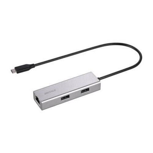 BUFFALO LUD-U3-CU101SV LAN変換アダプタ USB-C オス→メス LAN USB-Ax3 1Gbps対応 Mac・Win対応