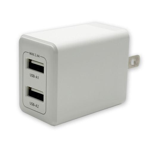 OSMA ACU2-224ADW 2.4A AC充電器 2ポート 自動判別機能搭載 ホワイト