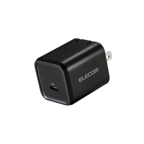 エレコム MPA-AC12245BK 45W USB-C 充電器 PD/PPS対応 GaN II採用 折りたたみプラグ ブラック