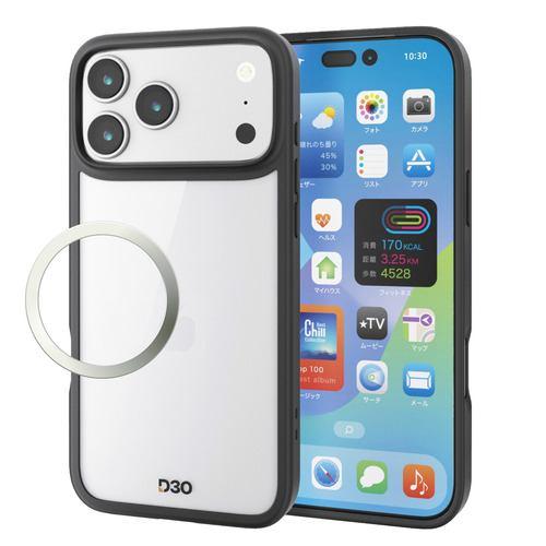 エレコム PM-A25DD3OFCBK iPhone 17 Pro Max ケース D3O 磁気吸着対応メタルステッカー付 ブラック