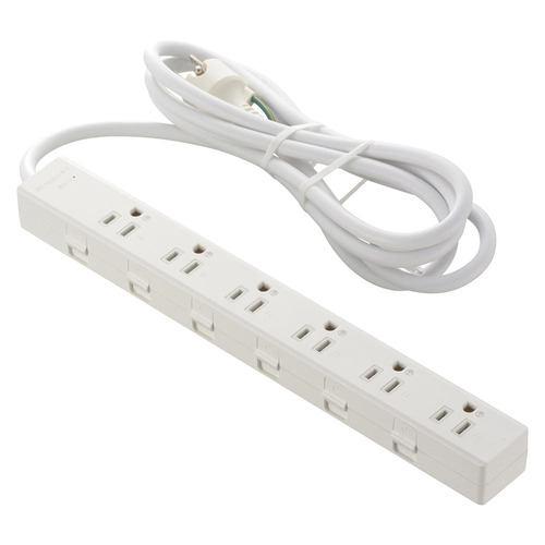 オーム電機 HS-TKML62-3PE25-W 電源タップ 6個口 2m 雷ガード・アース付 ホワイト