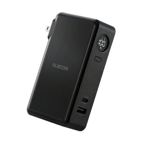 エレコム DE-AC12-10000BK コンセント一体型 モバイルバッテリー 10000mAh PD対応 30W 2ポート(Type-C+USB-