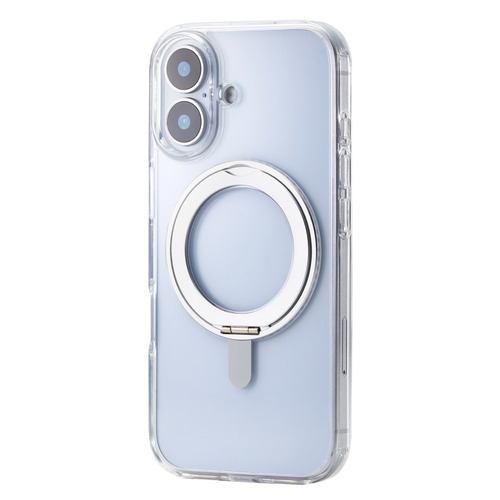 エレコム PM-A25AMAGSTSV iPhone 17 ケース ハイブリッド カバー MAGKEEP 360度回転スタンド付 シルバー