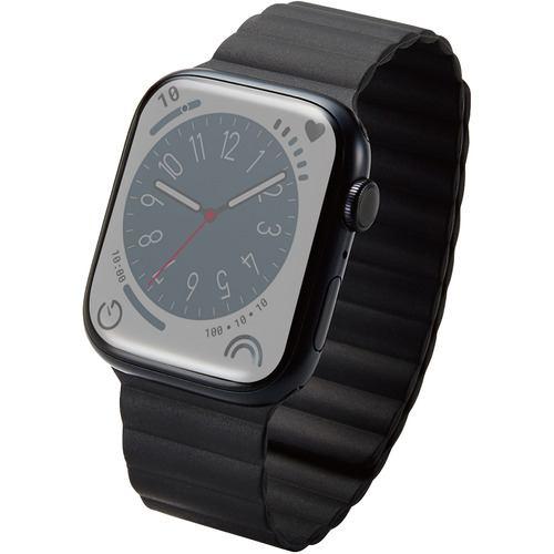 エレコム AW-45BDMAGBK Apple Watch 49/45/44/42mm/バンド/マグネット/シリコン/ブラック AW45BDMAGB