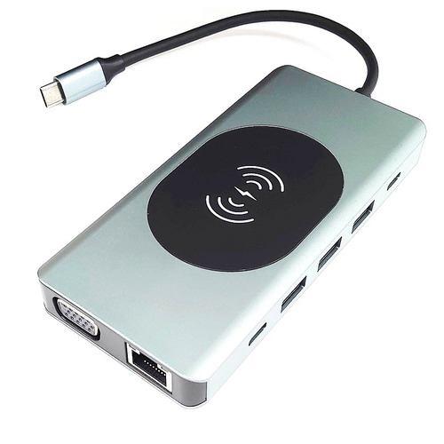 RM RM-2204 13in1ドッキングステーション ワイヤレス充電器 USB PD対応 グレー