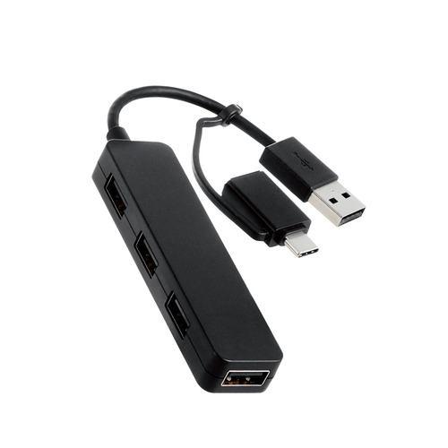【推奨品】エレコム U2H-CA4003BBK USB Type-C変換アダプター付き USB2.0ハブ Windows Mac他対応 バスパワー 