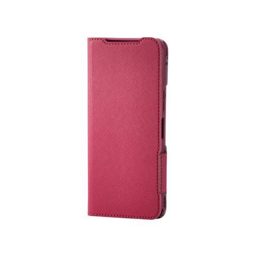 エレコム PM-K251PLFUJPND Basio active3 手帳型レザーケース マグネット フラップ ストラップホール付 ディープピンク
