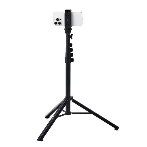エレコム P-STCFWL02BK 三脚 スマホ・デジカメ対応 スマホホルダー付 最大約165cm ブラック