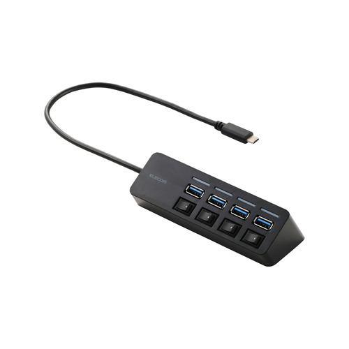 エレコム U3HC-S040BK USB Type-C ハブ USB3.2 Gen1 USB-A ×4 USB-C ポート搭載 Windows Ma