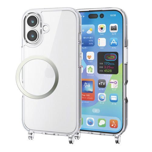 エレコム PM-A25AHVCKSHCR iPhone 17 ケース ハイブリッド カバー 磁気吸着対応メタルステッカー付 ショルダークリア