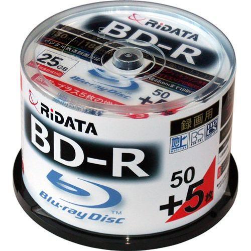 RiDATA BDR130PW4X50+5SPC 一回録画用BD-R ワイドプリントレーベルディスク 1～4倍速 25GB 50+5枚スピンドルケー