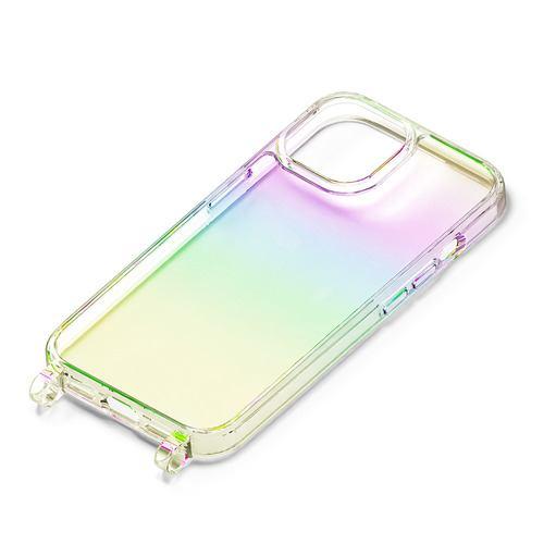 PGA PG-23APT09AR iPhone15 ショルダーストラップホール付クリアハイブリッドケース Premium Style オーロラ PG