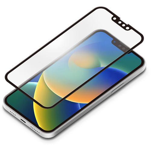 PGA PG-22PGL04FBL 2022年 iPhone 14 Plus用 ガイドフレーム付 液晶全面保護ガラス Premium Style ブ