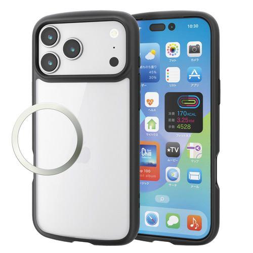エレコム PM-A25DTSLFCBK iPhone 17 Pro Max ケース 磁気吸着対応メタルステッカー付 TOUGH SLIM LITE 