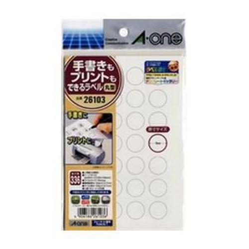 エーワン 26103 手書きもプリントもできるラベル ( はがきサイズ / 丸型28面 / 15mmφ / 12シート )