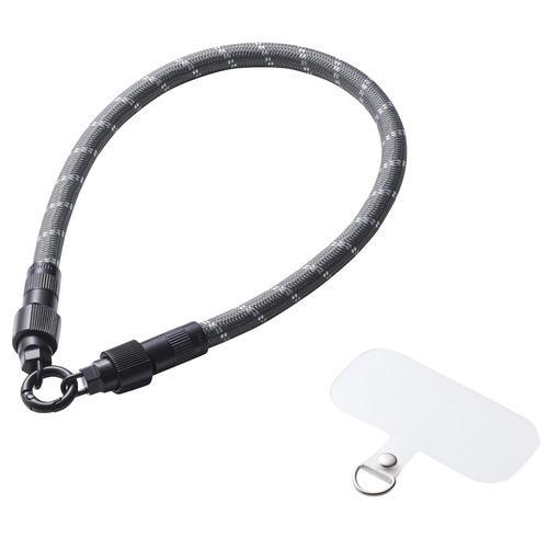 エレコム P-STHH1CC08BK2 スマホ ハンドストラップ USB Type-C to C 30cm 手首 / 腕掛け ブラックストライプ
