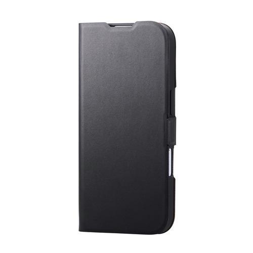 エレコム PM-A25APLFUBK iPhone 17 ケース レザー カバー 手帳型 マグネット フラップ UltraSlim ブラック