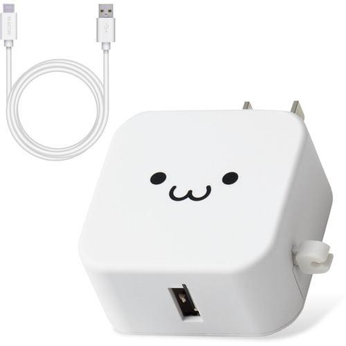 エレコム MPA-ACC23WF AC充電器 スマホ・タブレット用 2.4A出力 Type-C USB-C ケーブル同梱 1.5m USB-Aメス1