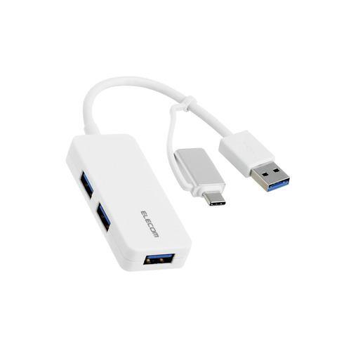 エレコム U3H-CAK3005BWH USB Type-C変換アダプター付き USB 5Gbps超コンパクトハブ バスパワー Windows Ma