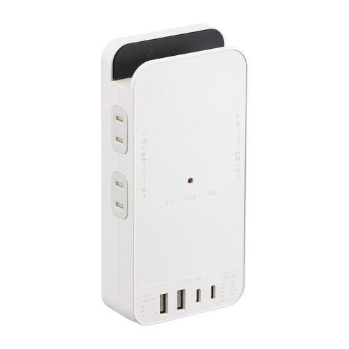 オーム電機 HS-AK4UW25 フラット壁タップ 30W 4個口 PD対応 ホワイト