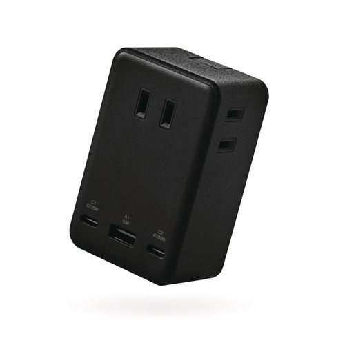 エレコム T-U09-3AC2BK コンセント直挿しUSBタップ(AC3口+67W/USB-A×1+USB-C×2)