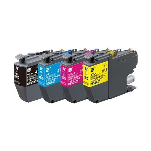 【推奨品】エコリカ ECI-BR411-4P brother LC411-4PK 互換リサイクルインクカートリッジ 残量表示機能付 4色パック